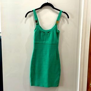 Marciano Bandage dress. Green with Gold details. XXS